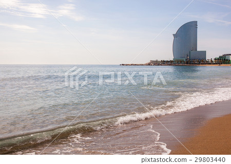 View of Barceloneta Beach in Barcelona, Spain. 29803440