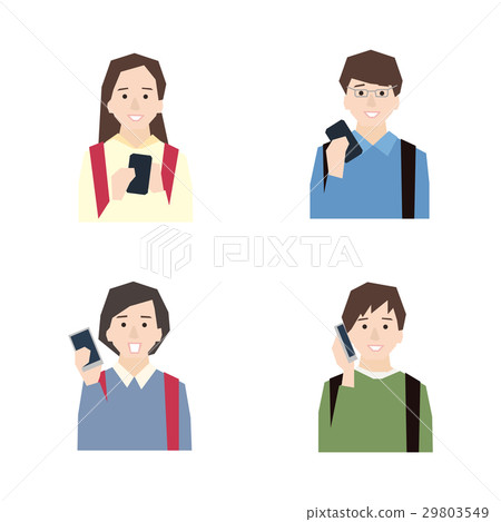 Primary school student who carries a school bag on a school using a smart image · Illustration vector material Primary school student who carries a school bag on a school using a smart image · Illustration vector material 29803549