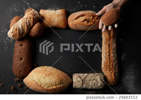 Different kinds of bread on background 29803552