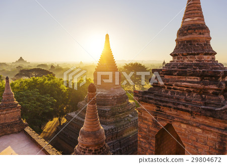 Bagan temple during golden hour Bagan temple during golden hour 29804672