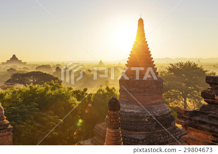 Bagan temple during golden hour Bagan temple during golden hour 29804673
