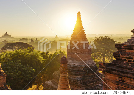 Bagan temple during golden hour Bagan temple during golden hour 29804674