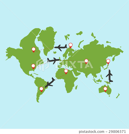 Plane travel aroun the world 29806371