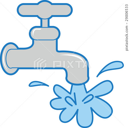 Illustration of a faucet overflowing with water 29806533