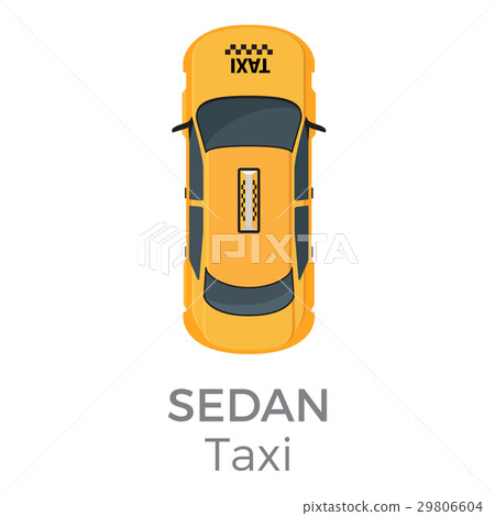 Taxi Sedan Top View Flat Vector Icon 29806604