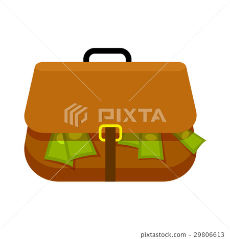 Brown Briefcase Full of Green Money Flat Theme 29806613