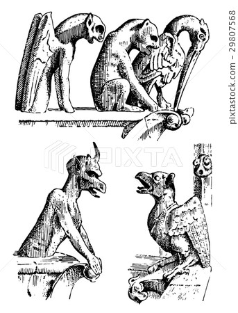 set of Gargoyles Chimera of Notre-Dame de Paris 29807568