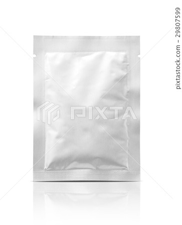 blank packaging foil sachet on white background 29807599
