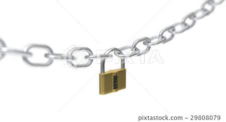 3d illustration of padlock with code. 29808079