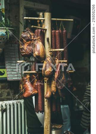 Variety of traditional Hungarian smoked meat and 29808266