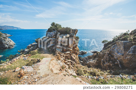 Scenic view over sea water and rocks at Scenic view over sea water and rocks at 29808271