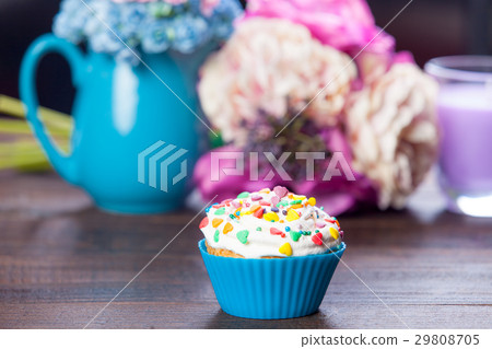 tasty glazed donut on the wonderful flowers 29808705