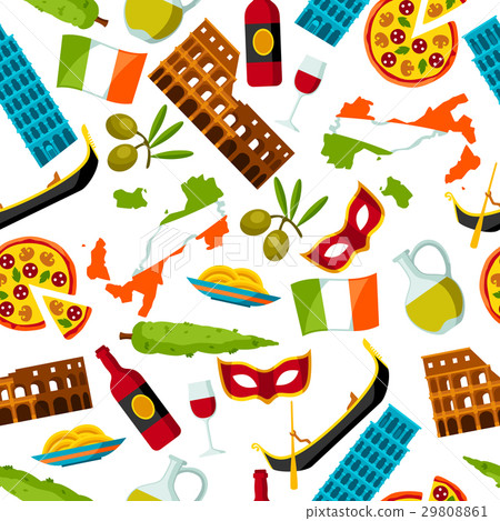Italy seamless pattern. Italian symbols and Italy seamless pattern. Italian symbols and 29808861