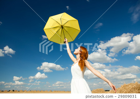 photo of beautiful young woman with umbrella photo of beautiful young woman with umbrella 29809031