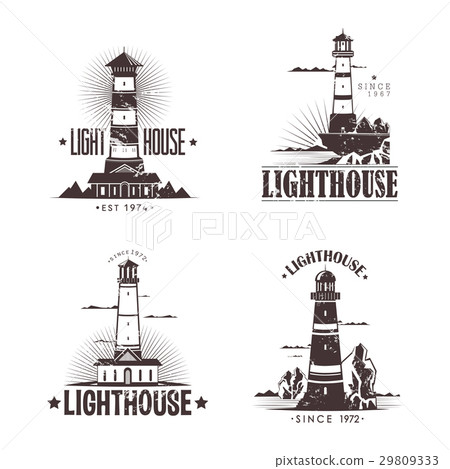 Set of sketches of lighthouses on rocks Set of sketches of lighthouses on rocks 29809333