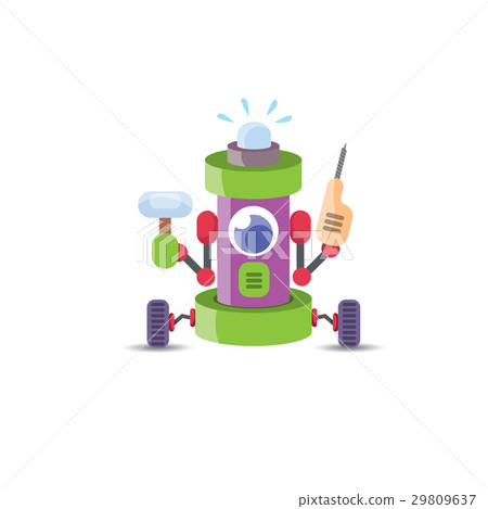 vector cartoon cute flat robot icon 29809637