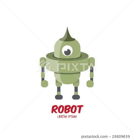 vector cartoon cute flat robot icon vector cartoon cute flat robot icon 29809639