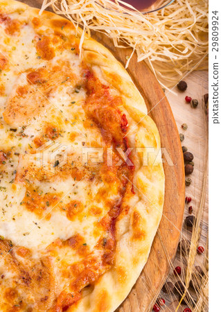 Pizza from chicken fillet with tomato sauce, an or Pizza from chicken fillet with tomato sauce, an or 29809924