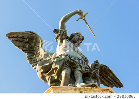 Saint Michael statue on Castel Sant`Angelo in Rome 29810865