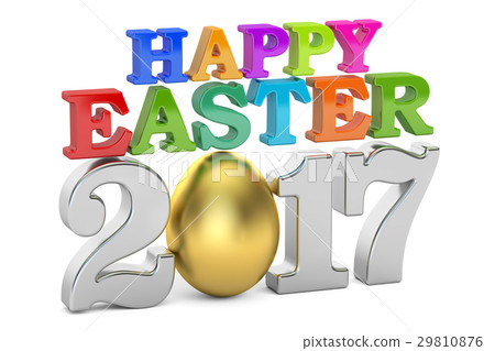 Happy Easter 2017 concept, colored inscription Happy Easter 2017 concept, colored inscription 29810876