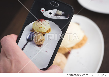 Taking picture of food  with phone 29811347