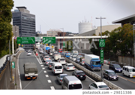 Capital high speed heavy traffic jam 29811386