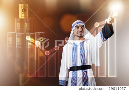 Arab businessman in oil price business concept 29811957