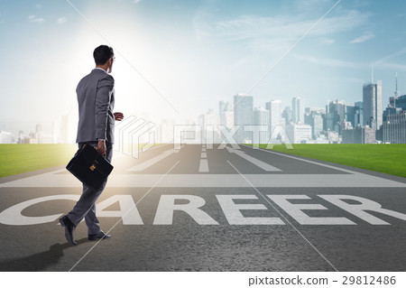 Businessman walking towards his career aspirations 29812486
