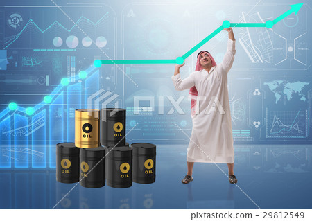 Arab businessman in oil price business concept Arab businessman in oil price business concept 29812549