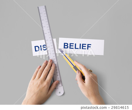 Distrus Disbelief Hand Cut Word Split Concept Distrus Disbelief Hand Cut Word Split Concept 29814615