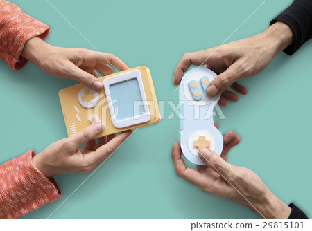 Two Person Playing Game Console Two Person Playing Game Console 29815101