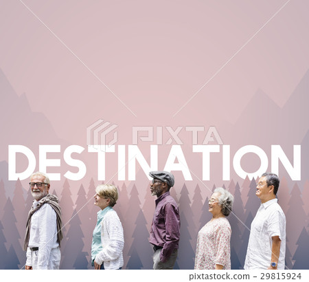 Destination word on nature background with trees 29815924