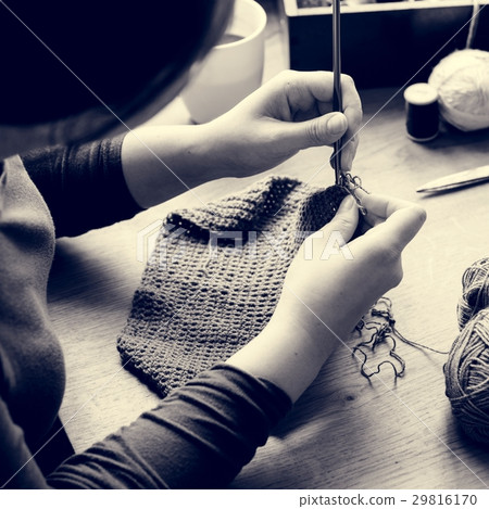 Woman Knitting Handicraft Hobby Homemade Woman Knitting Handicraft Hobby Homemade 29816170
