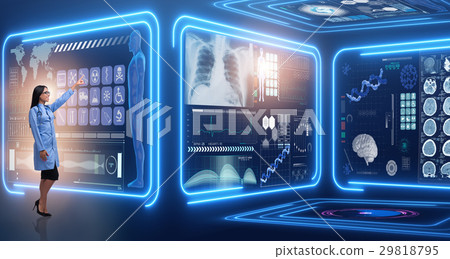 Woman doctor in futuristic medical concept Woman doctor in futuristic medical concept 29818795