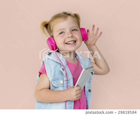 Little GIrl Smiling Happiness Music Headphones Little GIrl Smiling Happiness Music Headphones 29819584