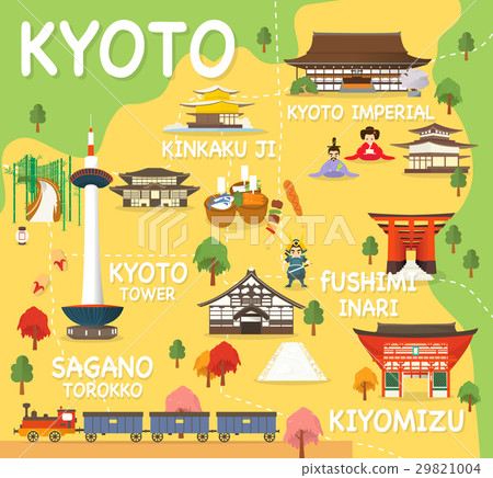 Map Of Kyoto Attractions Vector And Illustration. 29821004