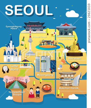 Map Of Seoul Attractions Vector And Illustration. - Stock Illustration ...