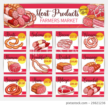 Vector meat price cards butchery market template Vector meat price cards butchery market template 29821236