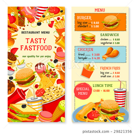 Fast food vector templates for restaurant menu 29821356
