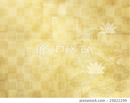 感覺日本巨大的金色折屏和蓮花的背景材料 29822299