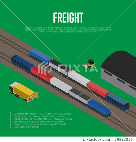 Delivery freight isometric banner Delivery freight isometric banner 29822836