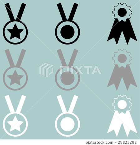 Three awards white grey black icon. 29823298