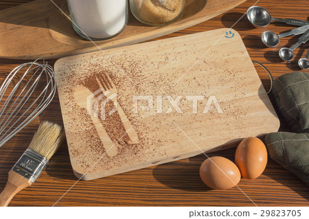 Bakery tools on the wooden table 29823705