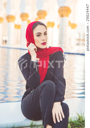 Fashion woman in grand mosque in Abu Dhabi 29824447