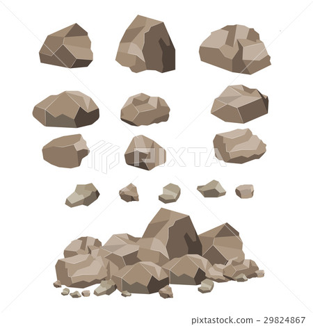 Rock stone big set cartoon. 29824867