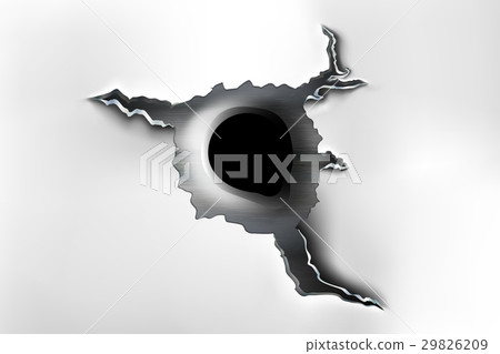 ragged hole in metal from bullets 29826209