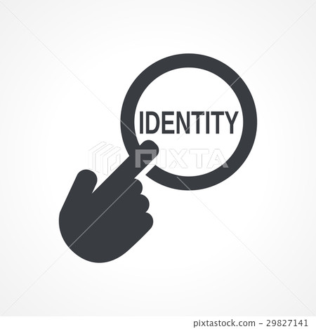 Hand presses the button with text "Identity" Hand presses the button with text "Identity" 29827141
