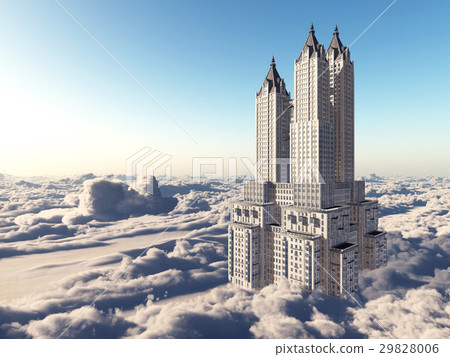 Huge skyscraper over the clouds 29828006