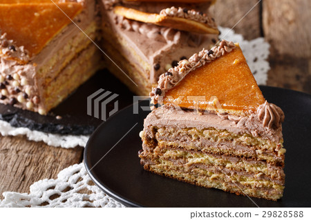 Delicious slice of Hungarian Dobosh cake Delicious slice of Hungarian Dobosh cake 29828588
