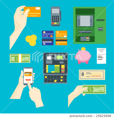 Cartoon Payment Concept Set. Vector Cartoon Payment Concept Set. Vector 29829896